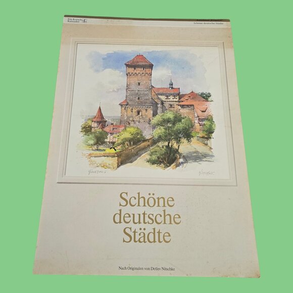Vintage 1987 (Same as 2026!) Beautiful German Cities Wall Calendar 12" x 16.5" - Picture 1 of 7
